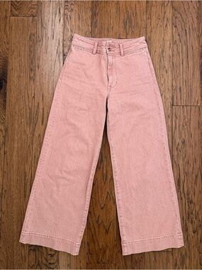 Faherty Women’s High-Rise Wide Leg Jeans in Dusty Pink, Sz 27